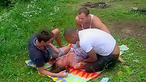 July in gang bang sex porn video filmed in the outdoors - hdzog.com