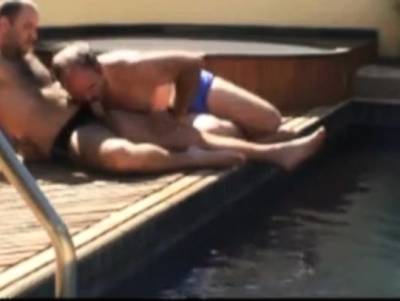 moustached daddy and bear fip flop sex by the pool - icpvid.com