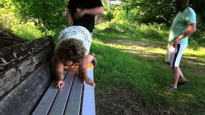Jessica fucked and creampied by strangers in the park - drtuber.com