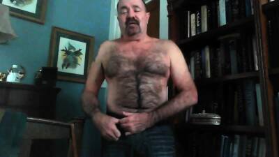 Nasty Hairy Daddy Jacks into a condom - drtuber.com