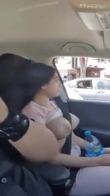 Girl Has Her Big Tits Out In The Car - hclips.com