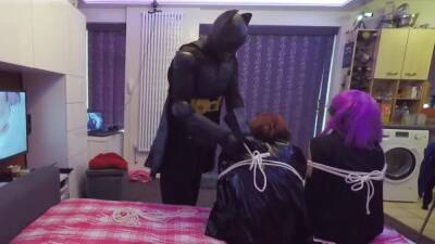 Sissy BatGirl with Hit Girl and Batman Cosplay - pornoxo.com