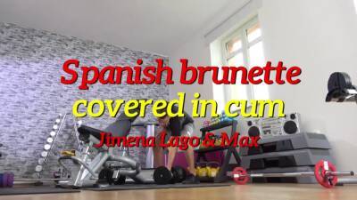 covered in cum - Sexy Spanish brunette covered in cum after workout fucking - sexu.com - Spain