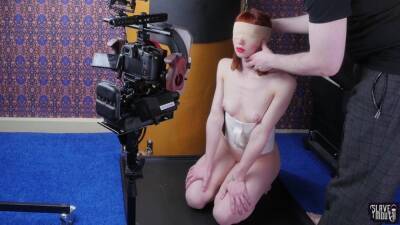 Blindfolded redhead slavegirl gagging cock - txxx.com