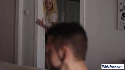 Slender blonde ts Jenna Gargles analed by stepbros hunk friend - fetishpapa.com