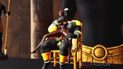 Anubis fucks hard a sexy slave ebony in an egyptian temple - txxx.com - Egypt