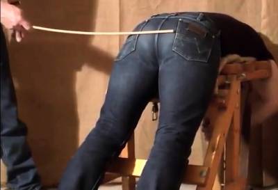 Caned over tight jeans Daddy boy - drtvid.com