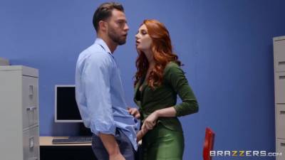 Lacy Lennon In Red Headed Office Lady Has Her Hairy Cunt Drilled Hard At Work - hotmovs.com