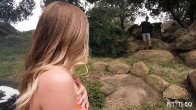 Petite Teen Deepthroats and Fucks A Hiker's Fat Cock - sunporno.com