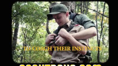 Dirty hung Scout leader barebacks scout in tent in forest - nvdvid.com