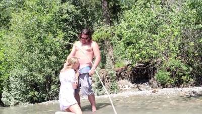 Public Playful Creekside Fun With Sensual Blonde Girlfriend - hclips.com