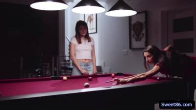 Silvia Saige - Adria Rae - Busty milf Silvia Saige fingers stepdaughters pussy on the pool table - fetishpapa.com