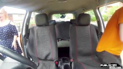 Curvy ginger publicly riding british driving teacher in car - txxx.com - Britain