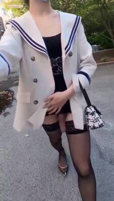 CD nylon heels and public masturbation Chinese Shemale - pornoxo.com - China