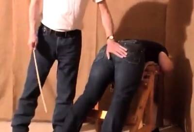 Caned over tight jeans Daddy boy - drtuber.com