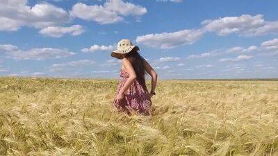 No Panties N Playful Mood In Grain Fields # Up Dress Butt Plug Only - hclips.com