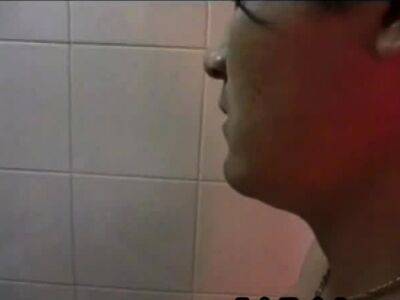 Asian twink jerks cock in bathroom - drtuber.com