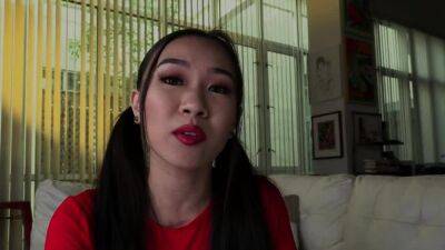 HJ Asian teen jerks cock n talks slutty - drtuber.com