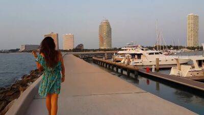 No Panties At Yacht Club During Evening Walk - upornia.com