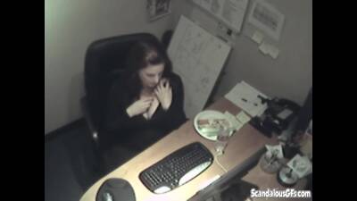 Secretary rubbing her tits and Masturbating - txxx.com