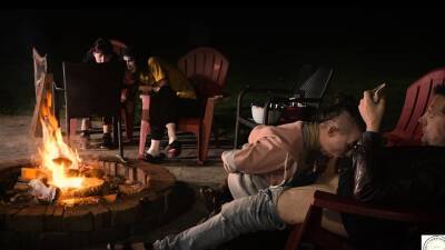 Submissive Hazel Paige enjoys cum smore service by the fire - drtuber.com