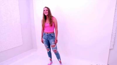 New brunette poses then gets pussyfucked in studio - nvdvid.com