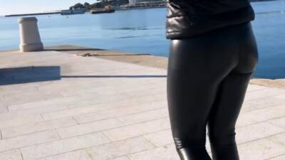 Girl in leather leggings fuck public - drtuber.com