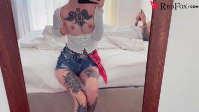 And Deepthroat - Tattoed Girl - Admires Her Beautiful Body In Mirror And Deepthroat - upornia.com