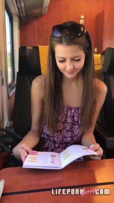 Adorable brunette having sex on the train - sunporno.com