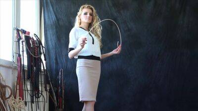 Hot blonde mistress wields her cane - upornia.com