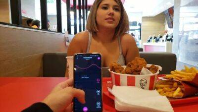 KFC public lush control and creampie in the bathroom - xxxfiles.com