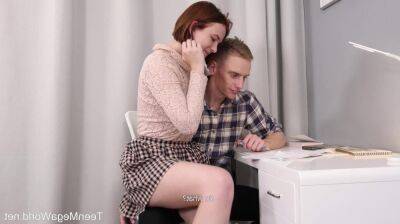 Redhead teen named Chicago is into riding cock and fucking from behind - sunporno.com