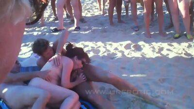 Public beach group fucking - sunporno.com