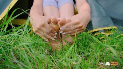 Washing Dirty Feet To Jerk Cock With Soles And Hands In A Camping Tent - hclips.com