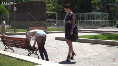 Tattooed mistress Silvia Rubi enjoys humiliated one kinky whore in public - sunporno.com