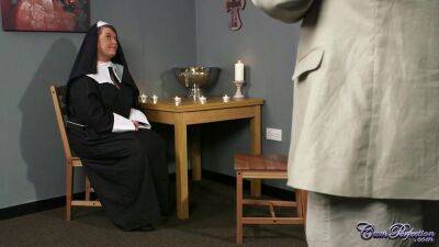 His Dick - Perverted chubby nun undresses and sucks his dick - sunporno.com