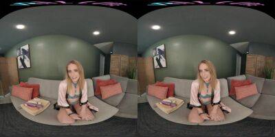 Cute blonde orgasms with her toys in virtual reality - hotmovs.com