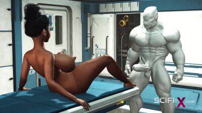 A hot black girl needs a huge cyborg cock in her ass - txxx.com