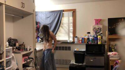 Beautiful Athletic Girl in Dorm - voyeurhit.com