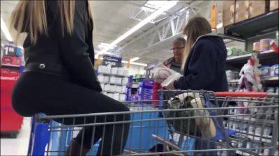 Epic Phat Ass Teen black leggins in supermarket - voyeurhit.com