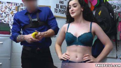 Beautiful Greek Brunette Shoplifter Chick Lyra Offers Her Perfect Teenie Pussy - videomanysex.com - Greece
