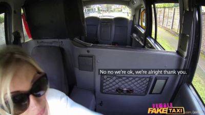 Rebecca More - Rebecca - Rebecca More enjoys public threesome with UK Salesmen in a fake taxi - sexu.com - Britain