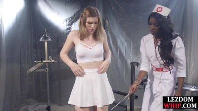 BDSM Ebony lezdom nurse toys subs clit with Hitachi after 69 - hotmovs.com