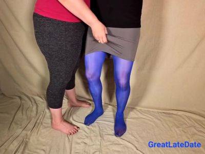 Bbw In Leggings Gives Handjob For Friend Wearing Sheath Pantyhose And Spandex Mini Skirt - hclips.com - Usa