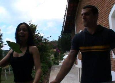 Racquel cute brunette babe fingering pussy outdoor - drtuber.com