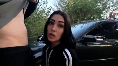 Brunette gives mass blowjob outdoors - drtuber.com