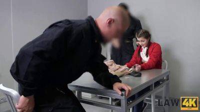 Cindy Shine - Cindy Shine gets brutally fucked in a cage by two horny law enforcement officers - sexu.com - Czech Republic