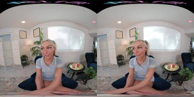 Petite blonde plays with her toys for you in VR - txxx.com