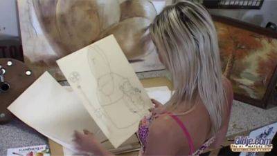 Art Lessons from Buxom Blonde Vanessa Jordin: Striptease & Cock Worship - xxxfiles.com