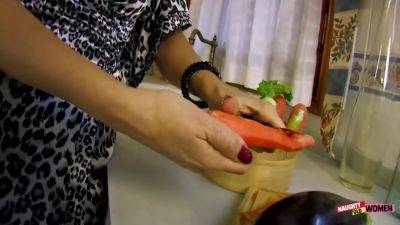 Mature Only Uses Phallic Vegetables While Cooking So She Can Shove Them Up Her Pussy - upornia.com